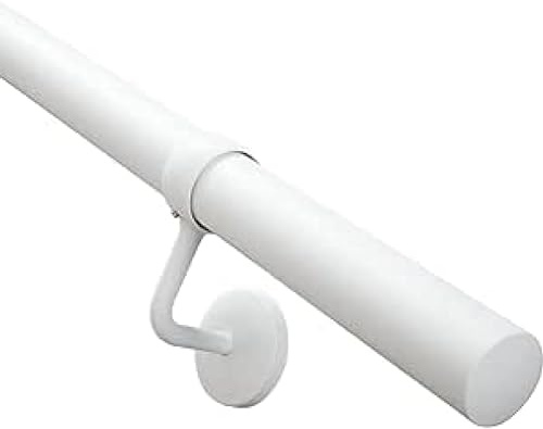 EAI Handrails for Stairs | Banister Hand Rail 3600mm | for Indoor Staircase Matt White | Kit with 3 Rails & 4 Handrail Brackets