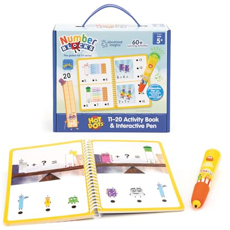 Learning Resources - Libro de Actividades Numberblocks del 11 al 20 y bolígrafo Interactivo Hot Dots®, Incluye más de 60 Ejercicios, Regalo niños niñas, 5 6 7 años y +