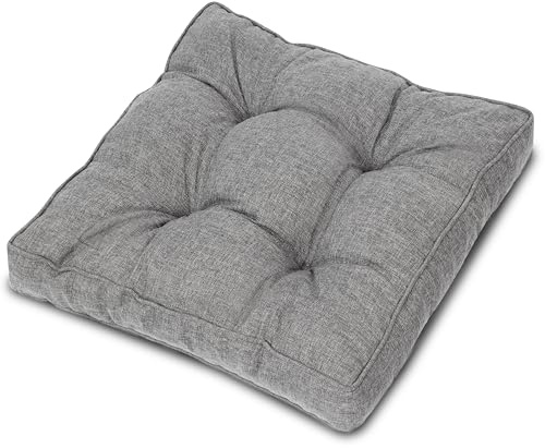 Beautissu Outdoor Loungekissen Sitzkissen schmutz- & wasserabweisend Rattan | 70x70cm 10cm dick Hellgrau Polster Sitzauflage Gartenmöbel Lounge Auflage Bequemes Gartenkissen Terrassenkissen BeauFlair