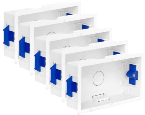 AXIOM 35-45mm Dry Lining Back Box Flush Wall Electrical Recessed Flush Mount Deep Pattress Box Fused Spur Euro Module Faceplates (1 Gang, 2 Gang, Dual, Triple) (35mm 2 Gang, 5)