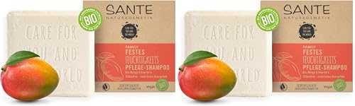 SANTE Naturkosmetik Festes Shampoo für trockenes Haar, Vegane Formel mit Bio-Aloe Vera und Mango, Festes Feuchtigkeits-Shampoo, 1 x 60 g (Packung mit 2)