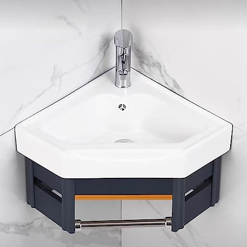 Keramik-Eckwaschbecken Wandwaschbecken Edles Waschbecken Mit Lotus-Effekt Extra Klein Badmöbel Set , Mit Armaturloch Handwaschbecken In Weiß Pour Salle De Bain, Cuisine, Toilette ( Color : B , Size :