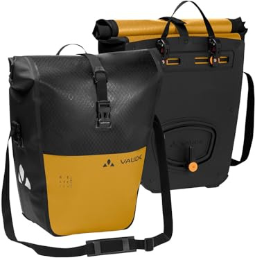 VAUDE Fahrradtaschen für Gepäckträger Aqua Back Color (Rec), in gelb, 2X Hinterradtasche wasserdicht, Fahrrad Gepäckträgertasche hinten, einfache Befestigung – Made in Germany