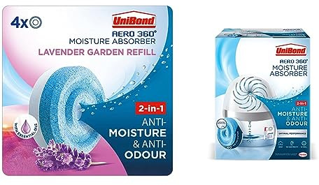 UniBond AERO 360° Moisture Absorber Lavender Garden Refill Tab, aromatherapy, ultra-absorbent and odour-neutralising, (4 x 450g), UniBond AERO 360º Moisture Absorber, Ultra-Absorbent Dehumidifier