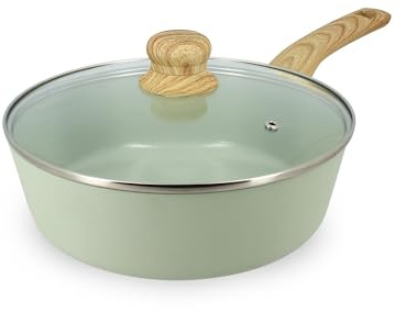 MENASTYL - Sauteuse 24cm Colorama Céladon - En Aluminium - Revêtement antiadhésif en céramique - Tous feux dont induction