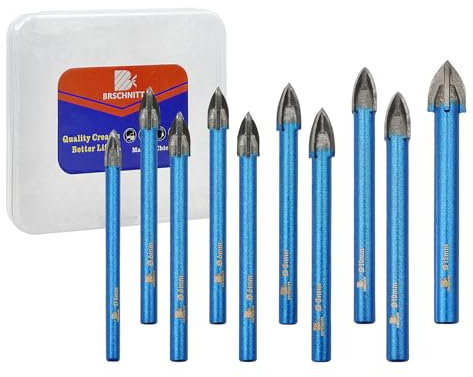 BRSCHNITT - Set di punte per trapano per muratura da 3/16 + 1/4 x 4+5/16 x 2+3/8 x 2+1/2, punte in carburo per calcestruzzo, per pentole, bottiglie, piastrelle in ceramica, vetro, mattoni,
