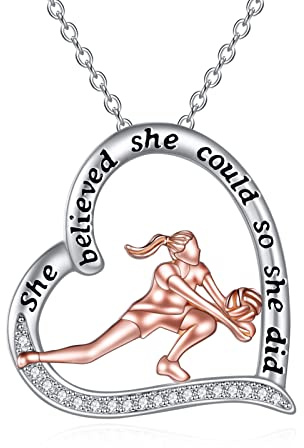 DAYLINLOVE Sport Kette 925 Sterling Silber Laufen/Basketball/Volleybal/Softball/Baseball Tennis/Golf/Lesen Anhänger Halskette Inspirational Schmuck Geschenke für Mädchen