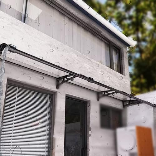 Polycarbonate auvent de terrasse, marquise de porte exterieur avec rainure de drainage, arqué Support en aluminium Maisons auvent porte d'entree, Vent/pluie/neige, protection UV, silencieux. ( Color :