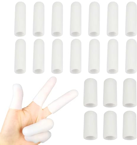 NyxSeat Juego de 20 protectores de silicona blanca para dedos, incluye una pequeña cubierta para los dedos y la cubierta del pulgar, antideslizante y resistente al desgaste, protector de dedos de