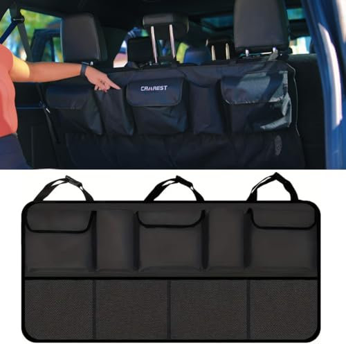 CAMREST Auto-Rücksitz-Organizer, Sitztaschen für Kinder, Rücksitzschutz, langlebige starke Gurte, berührbare Tablet-Halterung, leicht zu waschen, 9 Aufbewahrungstaschen (Rücksitz)