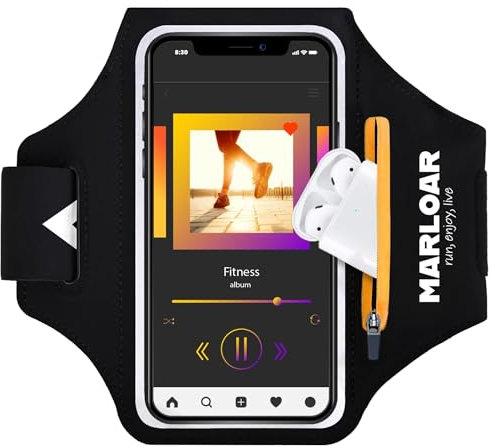MARLOAR Porta cellulare corsa 6,7 – Fascia da braccio running regolabile antiscivolo, schermo touch – Compatibile con iPhone 17/16/15/14/13 (6,7)