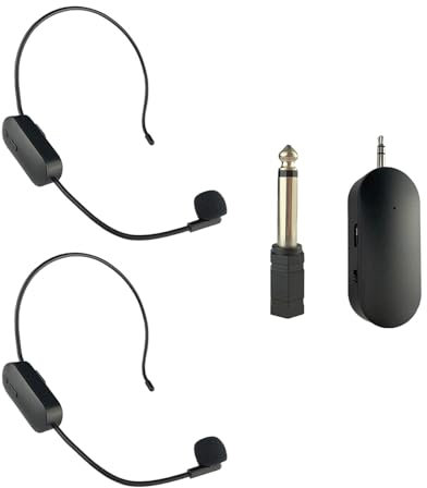 F Fityle Mikrofon-Mikrofon-Headset-System, System, Sprachverstärker, wiederaufladbares Mikrofon-Headset für Reiseleiter, 2 Mikrofone