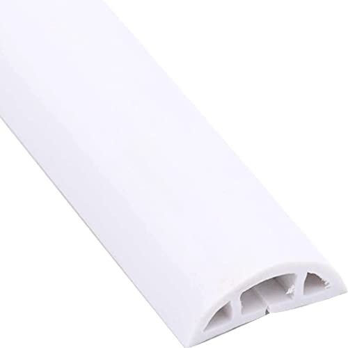 Bodenkabelabdeckung, Bodenkabelschutz, 4 Fuß, Flexibler PVC-Kanalkabelschutz, Bodenkabel-Verdeckungskanal, verhindert Stolpergefahr, für Büro oder Lager/weiße Farbe/4 m