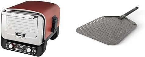 Ninja Woodfire Four à pizza extérieur électrique 8-en-1, rotissoire & fumoir barbecu & Woodfire Pelle à pizza pour Four d'extérieur OO101UK, légère et perforée, résistante à la rouille