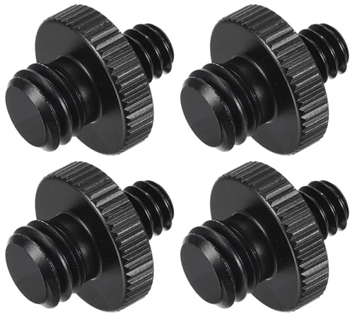 sourcing map Mikrofonständer-Adapter, 3/8-16 Stecker auf 1/4-20 Stecker, Kamera-Schraubgewinde-Adapter für Mikrofonstativ, schwarz, 4 Stück