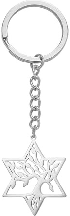 kkjoy Portachiavi dell' Albero della Vita con Stella di David in Acciaio Inox Portachiavi Ciondolo Esagramma Borsa Accessori per Donne Uomini