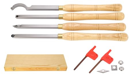 Wood Lathe Chisel Set, Accurate Cutting Turning Tool with Wooden Handles, Wear Resistant Blades, for Woodworking
