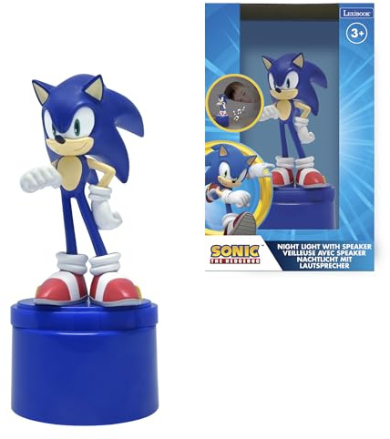 Lexibook, SEGA Sonic The Hedgehog, Nattlampa med högtalare, Mjukt ljus, Batteridriven, Blå, NS01SN
