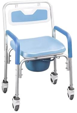 Toilettenstuhl für Senioren mit Rollen,Multifunktionaler Duschstuhl mit Rollen Dusch Toilettenstuhl Fahrbar mit Urineimer,Toilettenrollstuhl mit Armlehnen und Rückenlehne für Behinderte Komfort A