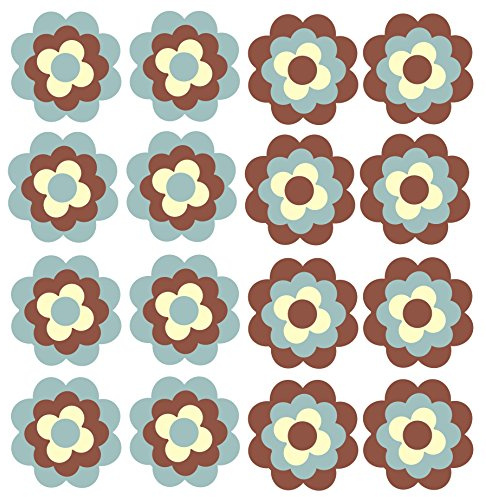 16 x Prilblumen Aufkleber a 3cm Pril Autoaufkleber Retroblume Vintage Prilblume Fahrradaufkleber Fliesenaufkleber mint/braun