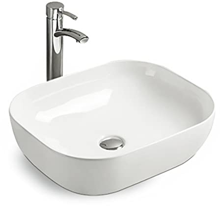 Bathroom Vessels Rectangle Rounded Bathroom Sink Hand Wash Counter Top Cloakroom Basin Vanities Large Bowl Ceramic