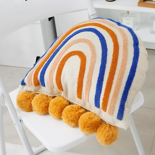 champracer Kuschelkissen Kinder, Boho Regenbogen Kissen, Weiches Dekokissen für Baby Kinderzimmer Mädchen Jungen, Süße Regenbogen Motiv Dekokissen mit Füllung