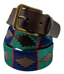Generisch Argentinischer Gürtel Handgefertigt Leder Gürtel Herren Damen Premium Unisex Braun Bestickt Designer Polo Leder Belt Gaucho Belt Schnalle im Antikstil