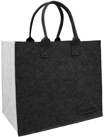 Berelin Borsa shopper in feltro, grande borsa tote da donna, borsa a tracolla pieghevole per lo shopping e le necessità quotidiane, pratica borsa spaziosa in feltro per tutte le occasioni, Grigio