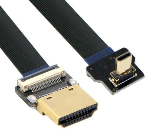 CY Cavo Ultra Slim HDMI Maschio a Micro HDMI Maschio Angolato Estensione Cavo Piatto FPC 1080P per FPV HDTV Multicopter Fotografia Aerea A1-D2 (10cm)