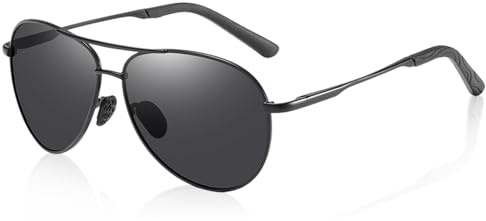 SAIIURV Occhiali da Sole da Uomo Polarizzati Occhiali da Sole Retrò Pilot a Doppio Ponte, Stile Classico Vintage, Guida Pesca Golf Spor, Premium Cardini a Molla, Protezione UV (Nero)