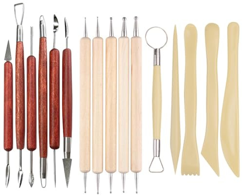 Bamyli 16 Stück Töpferwerkzeug Modellierwerkzeug Set, Ton Werkzeug, Clay Töpferwerkzeug Doppelseitige Töpfern Zubehör, DIY Kunsthandwerk Modellierung Shaping Modellierwerkzeug Skulptur