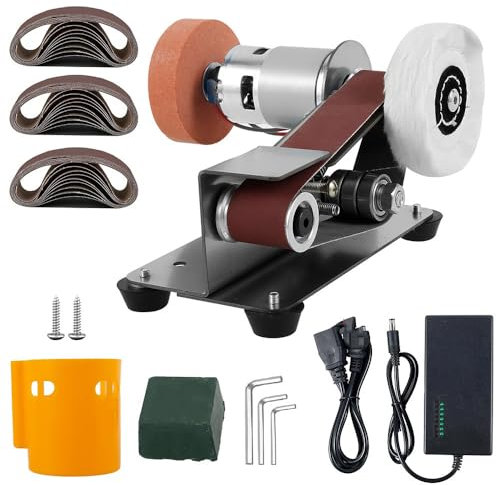 LISTaRSw Lijadora De Banda Eléctrica con 30 Bandas De Lijado, Mini Lijadora De Banda - 7 Velocidades Ajustables, Afilador De Cuchillos Eléctrico - Acero Inoxidable 304