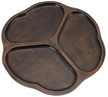 Plyisty Bandeja para Servir Compartido, Placa de Bocadillo de Madera Segura de Múltiples Propósitos, Fácil de Limpiar, Diámetro de 10.2 Pulgadas para verduras: Fiestas de Nutas (Tipo 1)