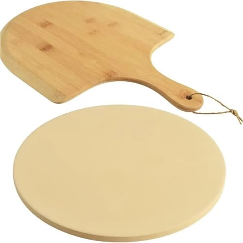 XIEHYA Pietra per Pizza Pietra refrattaria for Pizza, Resistente agli Shock Termici, con Pala in Legno for Pizza per Pizza Barbecue Forno