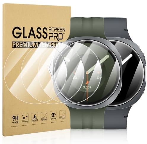 Diruite 4 Pezzi Pellicola per Samsung Galaxy Watch 9/8 44mm Vetro Temperato | Pellicola Protettiva Vetro Temperato Durezza 9H,Antigraffio,Alta Sensibilità,Senza Bolle,Protezione a Copertura Completa