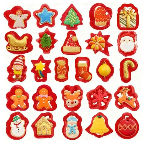Moldes Galletas Navidad, Cortadores Galletas Navidad, Moldes Galletas, 3D Molde Galletas Navidad, Juego de Cortadores de Galletas, Navidad Cookie Cutter Plástico, Cortapastas Navidad (Rojo)