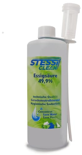 Essigsäure 49,9% Konzentrat - Vielseitiger Reiniger & Entkalker für Haushalt, Küche & Bad | Stark gegen Kalk, Keime & Flecken | Entfernt Gerüche | Hochkonzentriert (0,75 Liter)