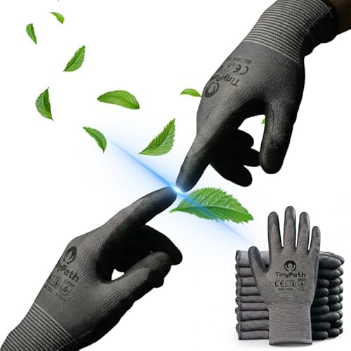 TinyPath Arbeitshandschuhe 10 Paar Herren Damen Ultradünn 18G Montagehandschuhe Mechaniker Handschuhe Werkstatt Schutzhandschuhe Gartenhandschuhe Bauhandschuhe Sicherheitshandschuhe Gloves (L / 9)