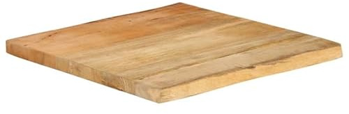 Eleganz Tablero de madera de mango maciza, 80 x 80 cm, con borde de árbol, acabado natural y duradero, tablero de mesa rústico para cocina, salón u oficina, madera maciza
