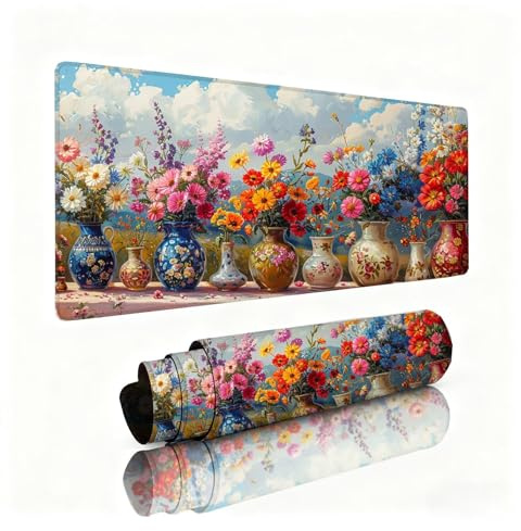 Alfombrilla Escritorio Amarillo Alfombrilla Ratón Crisantemo Tapete Escritorio 1000x500x3mm, Almohadilla Raton Superficie Resistente a Salpicaduras, Desk Mat Bordes Cosidos Duraderos, Portátil 0B-494