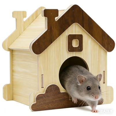 Hamsterhaus, Holzhütte, niedliches, natürliches Hasenhaus, Hamster-Zubehör, für Kaninchen, Frettchen, Igel, Zuckergleiter, Innenkäfig, Landschaft, Bereicherung, Spielen, Schlafruhe