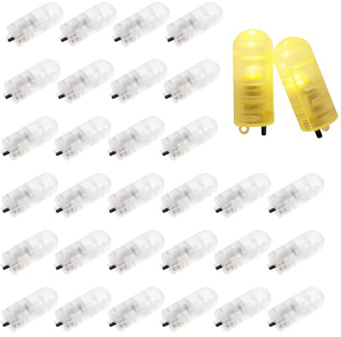 Homethrive Juego de 30 globos LED con ganchos, mini luces LED de color amarillo cálido, bola de luz para linternas de papel, Navidad, fiestas, bodas, Halloween, cumpleaños, casas de muñecas