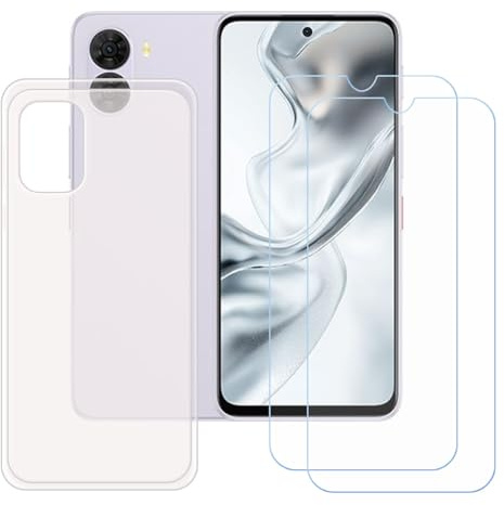 BMPNLSZ Funda para Nubia S2 Screen Protector, Translúcido Suave Silicona TPU Canica Carcasa Caso Case + [2 Piezas] Cristal Templado Film Vidrio (6,7)