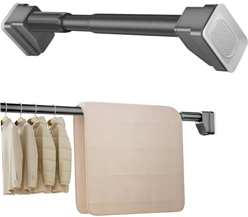 Extendable Shower Curtain Pole 40-500cm No Drill Curtain Pole Heavy Duty Expandable Window Shower Curtain Tension Rod For Bathroom Kitchen Window Non-Slip(Gray,260-350cm)
