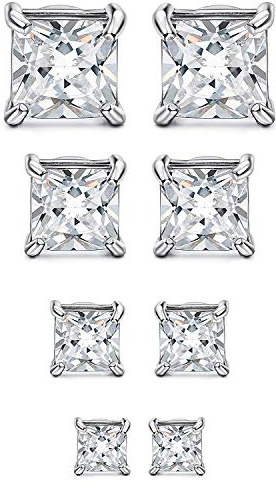 Yadoca 4 Pares Acero inoxidable Magnético Pendiente para Hombres Mujeres Non-piercing Clip on Aretes Zirconia 4-7mm