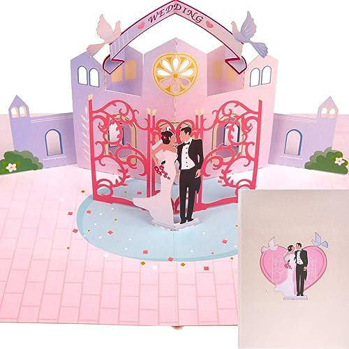 Liebessa 3D Pop-Up Karte Wedding Card (Hochzeit) - Liebeskarte zum Hochzeitstag, Jahrestag, Valentinstag, Verlobung - Grußkarte, Geschenkkarte, Geldgeschenk für Flitterwochen oder Hochzeitsreise
