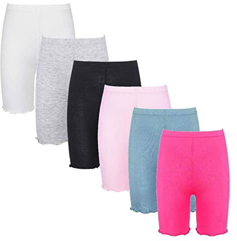 TiaoBug Flickor, set om 6, sportleggings, korta tights, stretch, yoga, fitness, löpning, cykelrörning, jogging, shorts, sommar, korta byxor, basic, enfärgade, säkerhetsbyxor, Typ C, 80/92 cm