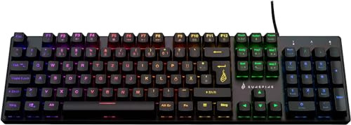 SureFire Kingpin M2 Mechanische Gaming Tastatur Deutsch, Gaming Multimedia Keyboard Full Size, RGB-Tastatur mit Beleuchtung, 100% Anti-Ghosting-Tasten, Layout QWERTZ