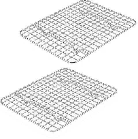 Herogo Piccola griglia di raffreddamento in acciaio inox, set da 2 pezzi, 25 x 19 x 2 cm, misura piccola teglia, griglia in metallo, per torte, biscotti, pane, bordi lisci e durevoli, lavabile in