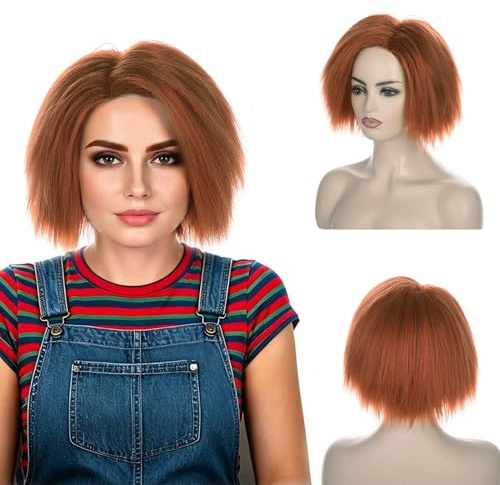 Kurze orangefarbene Perücke von FVCENT Chucky der bösen Puppe, Fluch, Cosplay, Halloween-Kostüm